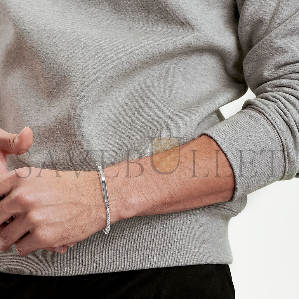 T*f*ny lock bangle in white gold with half pavÉ diamonds